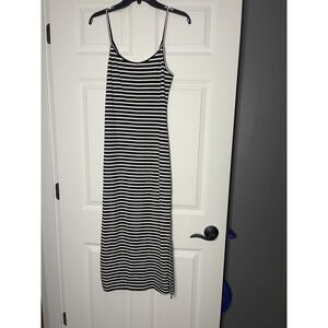 Maverick the Collection Tank Midi dress large ribbed black white stripe Beach